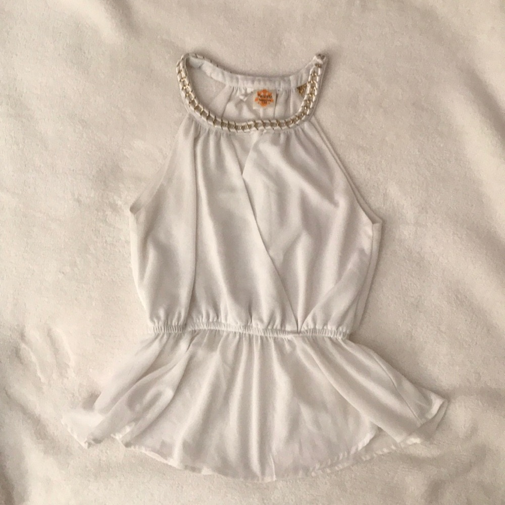 Gently used small sleeveless chain ivory top